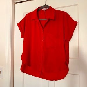 Red short sleeve button-up